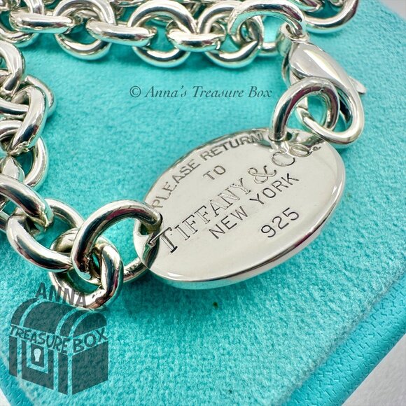 Tiffany & Co. 925 Silver Vintage RTT Oval Tag Choker 15.75" Necklace (pouch) - Picture 3 of 8